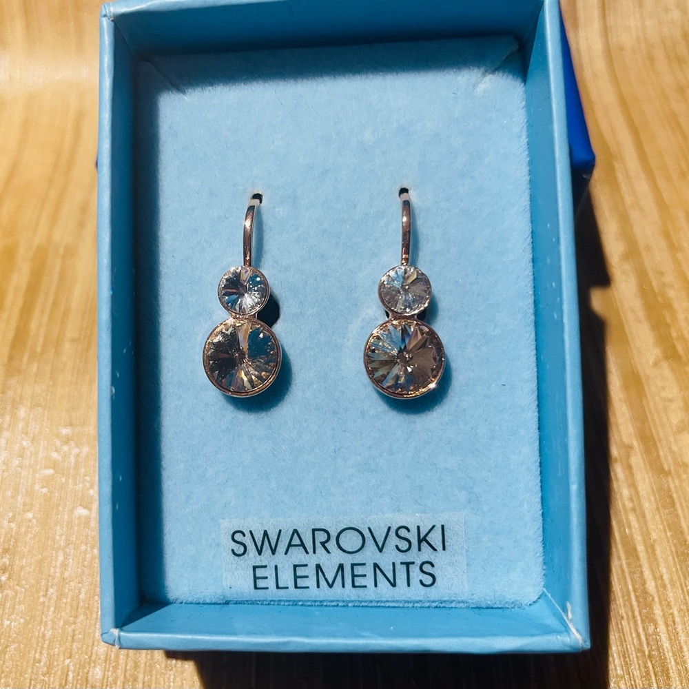 Gold Crystal Drop Earrings in Clear and Champagne.